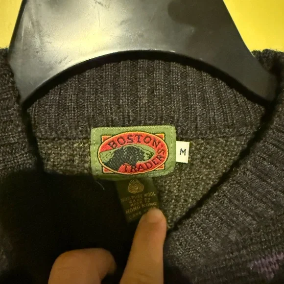 Vintage Boston Traders Deer Grandpa Sweater M Pure Wool Rare Nature VTG - Picture 2 of 6